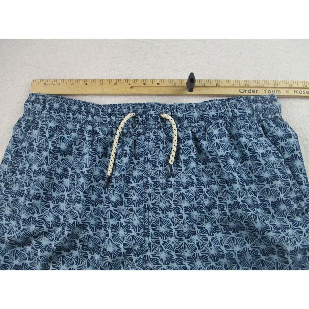 Laguna Swim Trunks Mens Large Blue Hibiscus‎ Floral All Over Print Beach Shorts